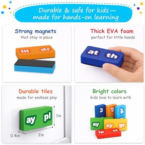 Simply Magic 112 PCS Magnetic Phonics Dominoes – Blends and Digraphs Games - Image 6