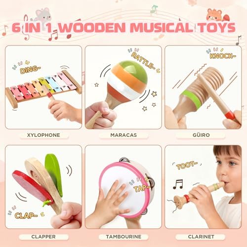 Baby Musical Instruments - Montessori Wooden Toys for Toddlers Sensory Play - Image 2