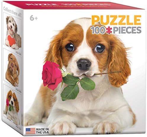 EuroGraphics Dog with Rose Mini Puzzle (100-Piece) by EuroGraphics