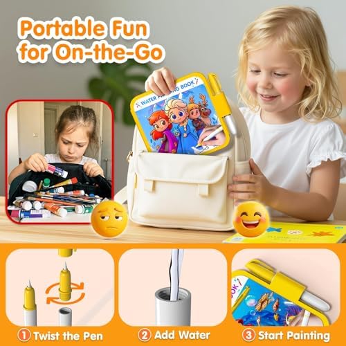 ZHOC Reusable Water Painting Books for Kids – 3 Pack Magic Water Reveal Coloring Books with Water Pens (Dinosaur, Cars & Animals) No-Mess Coloring Book Fun Travel Activity for Ages 3 4 5 6 7 8 - Image 7