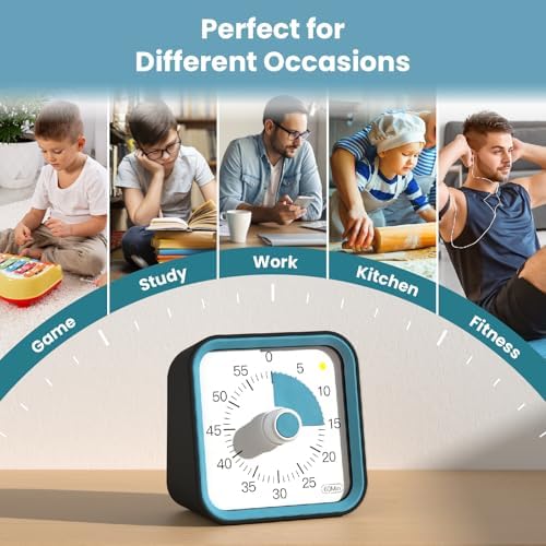 Visual Timer for Kids, Countdown Timer with Pause Function, Black - Image 6