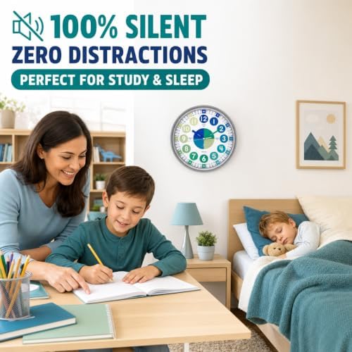 OWLCONIC Kids Analog Clock - Learning Clock, Silent 10 Inch Homeschool - Image 7
