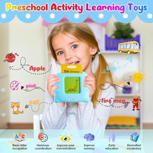 Talking Flash Cards for Toddlers 1 2 3 4 5 Year Olds, 224 Sight Words Montessori Language Learning Toys, Pocket Speech Therapy & Autism Sensory Toy, Educational Toddler Toys Gifts - Image 7
