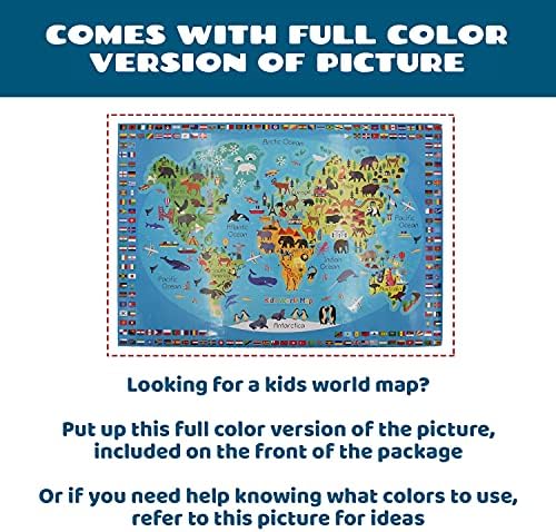 Dekali Designs Kids World Map Coloring Poster - 35 x 52 Inches Jumbo Coloring Poster With World Flags for Classroom, Home, Birthday Parties or Other Events - Image 7