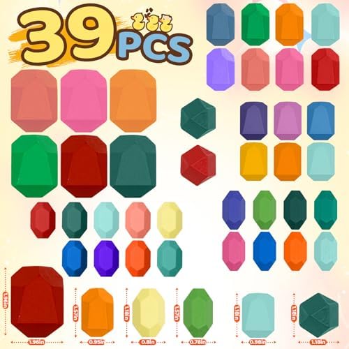 MEGRANATE 39PCS Montessori Wooden Stacking Rocks Toys Colorful Stacking Stones Building Blocks Games Sensory Toy for Kids Educational Learning Toys for 3+ Years Old Kids - Image 2