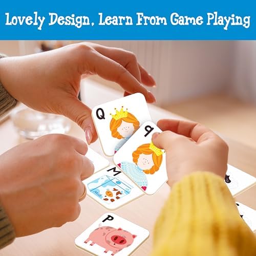 Hebayy 52 PCS Alphabet Memory Game, 26 Pairs Uppercase & Lowercase Letters Matching Game, Educational Early Learning Toy for Toddlers, Kindergarten, Kids 3+ - Image 7