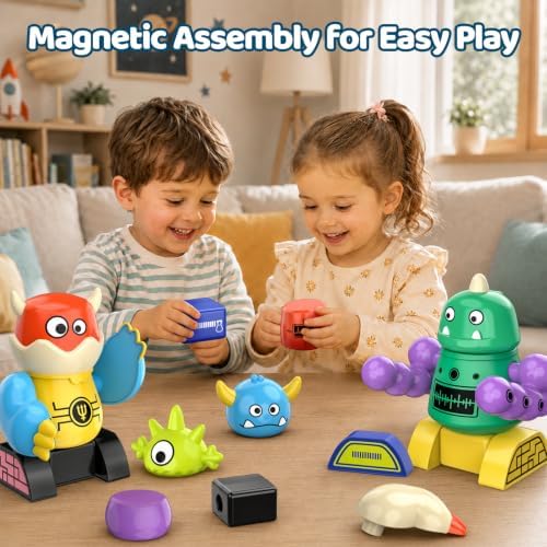 Magnetic Robot Building Toy, STEM Magnet Monster Toys Set for Kids Age 3-5 - Image 7