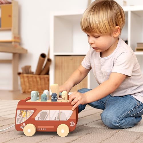 SPEEDY MONKEY Wooden Bus Pounding Bench | Pull-Along with 8 Characters - Image 2