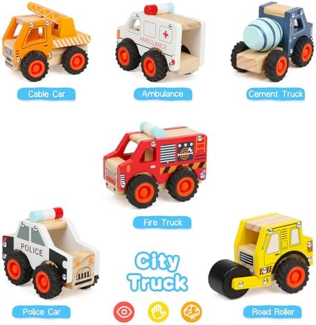 6Pcs Wooden Cars for Toddlers 1-3,Car Toys,Push and Go Vehicle,Kid Vehicle Toys,Hand Push Car Toys for 1+ Year Old,Montessori - Image 2