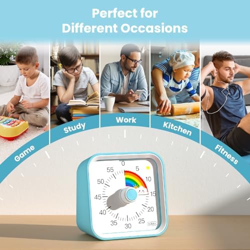 Visual Timer for Kids, Rainbow Timer with Pause Function, Blue - Image 6
