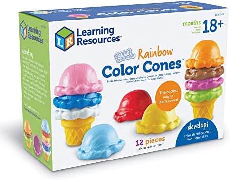 Learning Resources Smart Snacks Rainbow Color Cones - Ice Cream Toy Scoop, Sensory Play Food, Fine Motor for Toddlers, Color Sorting and Stacking , Montessori Kitchen, Preschool Activities - Image 7