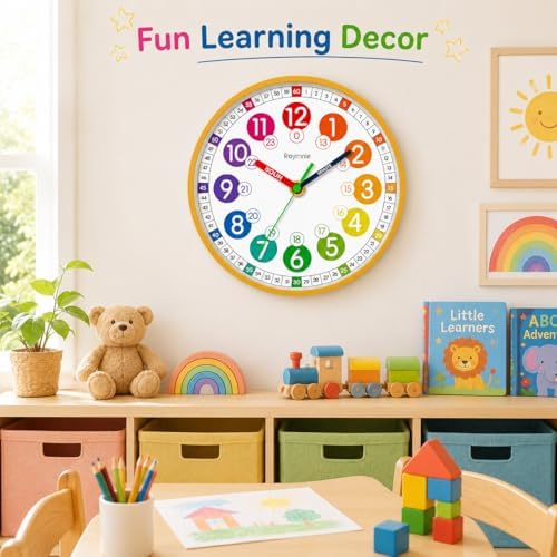 Roymnie Wall Clock Kids Battery Operated Silent Non-Ticking Classroom 8" - Image 7