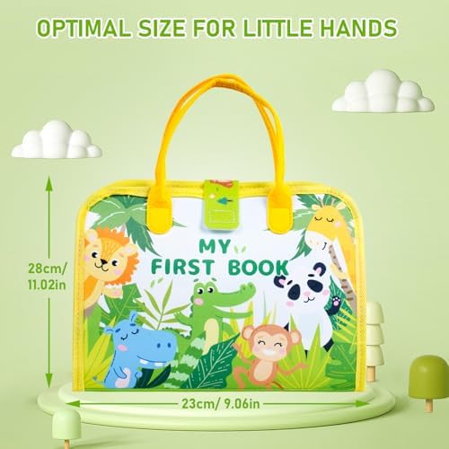 Montessori Busy Book for Toddlers 1-3, 20-in-1 Quiet Book with Bonus Animal Finger Puppets, Sensory Travel Activity Book for Toddlers, Educational Toy for Fine Motor Skills & Early Learning - Image 2