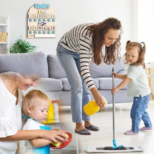 Wooden Chore Chart for Boys, Daily Routine Chart for Kids, Visual Schedule, Chore Reward Chart, Bedtime Morning Routine Chart for Toddlers (02) - Image 7