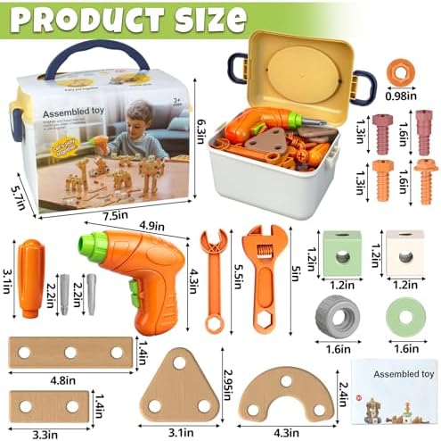 YongnKids 158 Pcs Kids Tool Set with Drill for Boys Girls Age 3-8 - Image 7