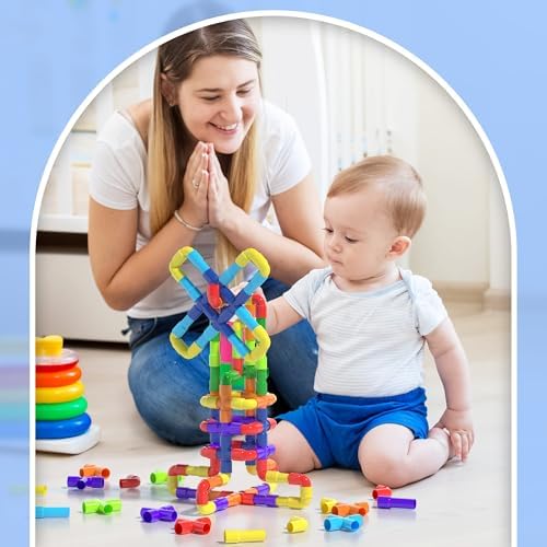 Ggiibro STEM Building Toy for Toddlers 200Pieces Tube Pipe Toy,Educational Preschool Game for 3+ Years,Learning Building Blocks Play with Storage Box Gift Kit,Montessori Toys for Boys & Girls - Image 6