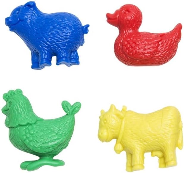 Farm Animal Counters, Set of 24 4 Different Animals (Cow, Duck, Pig, and Chicken) in six Bright, stimulating Colors - Image 2