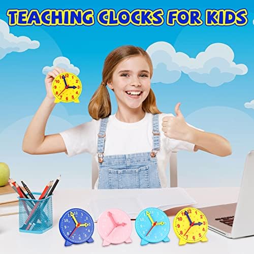 Batiyeer 24 Pcs Teaching Clock Kit for Kids to Tell Time 4'',Colorful - Image 7