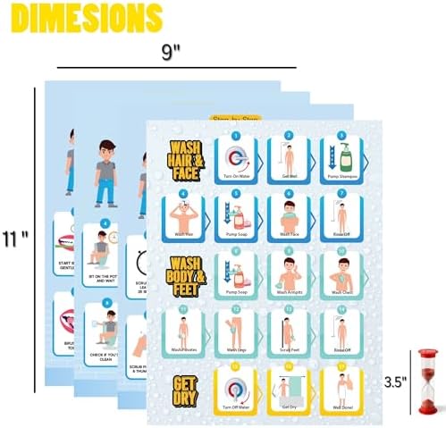 Educational Chart for Kids Step by Step Laminated 9x12 Inch for Children Self Care Visual Chart Ideal for Special Needs and Autism (Hygiene Routine Chart) - Image 4