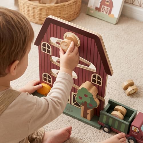 Lehoo Castle Wooden Montessori Toys for 1 Year Old, Farm Animal Ramp Toy - Image 2