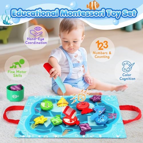 Montessori Toys for 1-2 Years Old Boy Girl, Birthday Gift, Fishing Game - Image 2