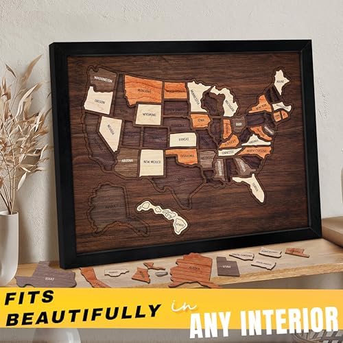 flinelife USA Travel Map, 17x13, Wooden USA Map Puzzle, Perfect for Couples and Families Gift - Image 7