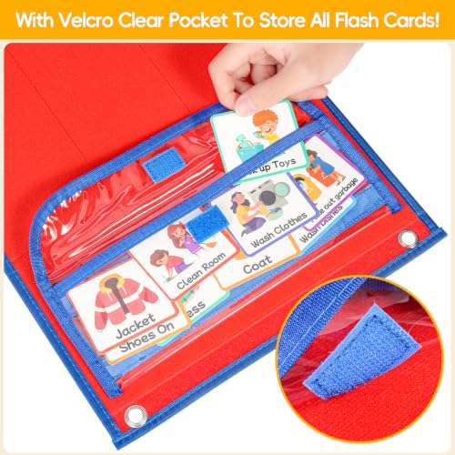 Visual Schedule for Kids with Autism Chore Reward Chart, Bedtime Routine Chart for Toddlers, Double Side Weekly Planner Board with 135 Cards for Home School Planner, Autism Learning Materials - Image 7