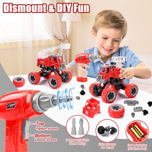 LUDILO Fire Trucks Toddlers 3-5 Take Apart Toys Gifts 3 4 5 Year Old Boys - Image 2