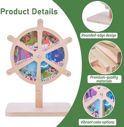 Spinning Activity Drum Toy with Sound, Montessori Wooden Sensory Toy for Babies, Perfect Birthday & Party Gift for 6-18 Months+ - Image 2