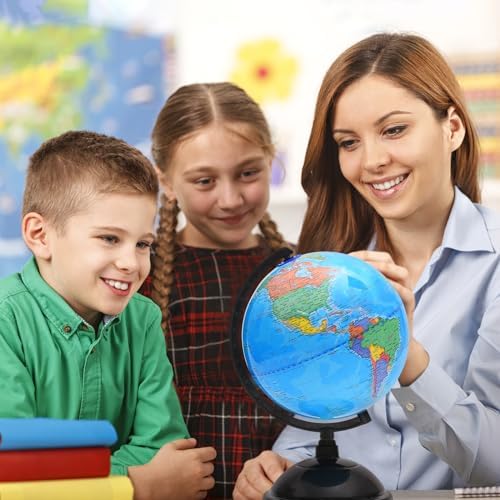 World Globe for Kids Learning - 8 inch Interactive Earth Globe with Stand for children Educational Geography, Spinning World Globes Map Decorative Kids Room, Classroom, Desk, Office, Home - Image 7