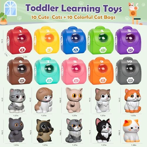 Learning Toys for Toddlers 1 2 3 Year Old Toddlers, 20Pcs Kitten Finger Puppets for Kids, Montessori Counting, Matching & Sorting Toy, Christmas Birthday Gifts for Baby Boys Girls Age 12-18 Months - Image 2