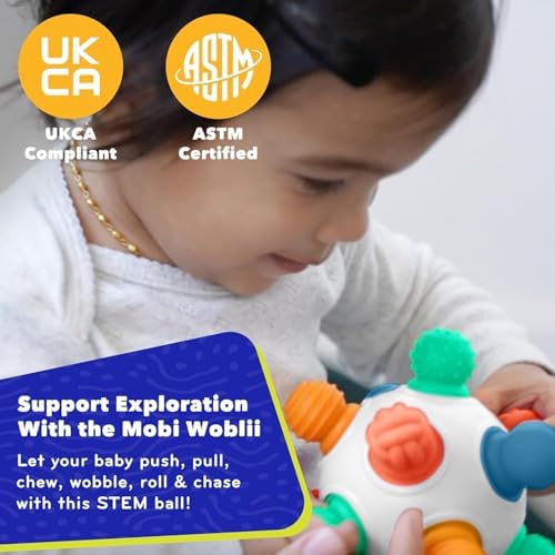 Mobi Woblii Sensory Ball for Babies - Montessori Teething Toy with Satisfying Pop, Food-Grade Silicone Baby Teether for 3 Months+, BPA & Phthalate Free Activity Toy - Image 2
