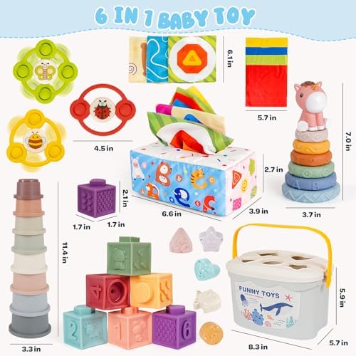 Montessori Toys for Babies 6-12-18 Months 6 in 1 Infant Sensory Baby Toy - Image 2
