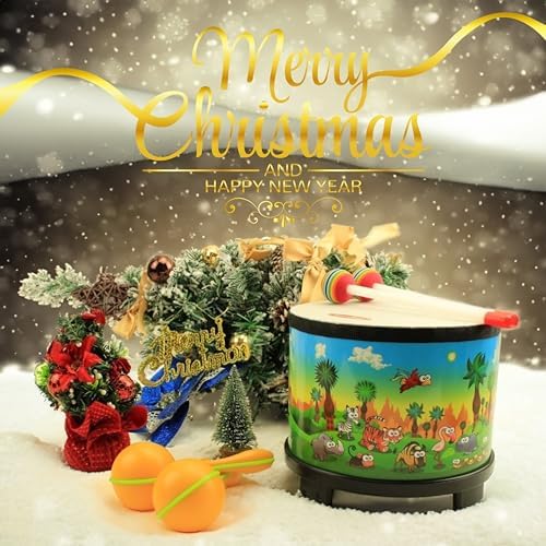 Crafteem Floor Tom Drum for Kids 8-inch Percussion Instrument Music Drum with 2 Mallets and Color Maracas for Baby Children Special Christmas Birthday Toy Gift - Image 2