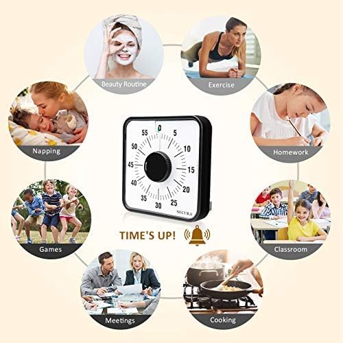 Secura 60-Minute Visual Countdown Timer, 7.5-Inch Oversize Classroom Visual Timer for Kids and Adults, Durable Mechanical Kitchen Timer Clock with Magnetic Backing (Green) - Image 7