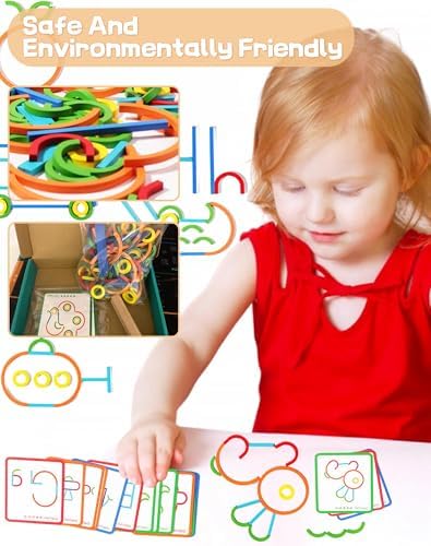 Smart Sticks, Wooden Sticks and Rings Puzzle Game, Boost Creativity, Imagination and Focus, Stay Away from Screens (2pcs) - Image 2