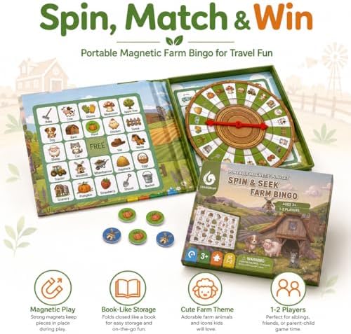 Travofun Farm Bingo Game, Magnetic Travel Toy for Kids 3 and Up, Ideal for Road Trips - Image 7