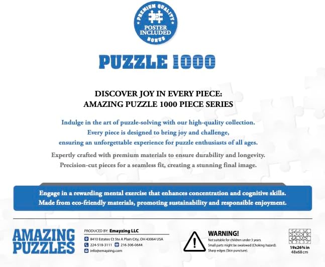 1000 Piece Jigsaw Puzzle for Kids and Adults 19x27in Poster Included - Mystical Library - Image 3