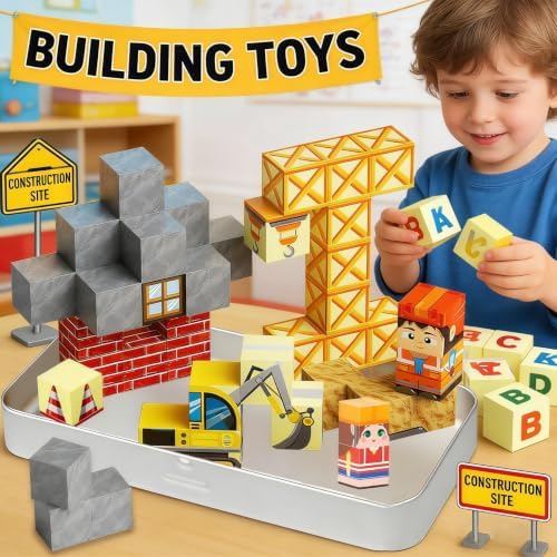 Magnetic Building Blocks 38 Pcs STEM Toy Ages 3-8 with Excavator - Image 5