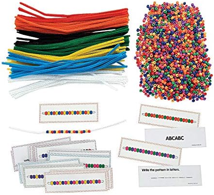 Fun Express Pattern Cards with Beads - Educational Toy for Color Recognition Fine Motor Skills and Creative Pattern Building - Ideal for Kids Early Learning and Classroom Activities - 2140 Pieces by FunExpress