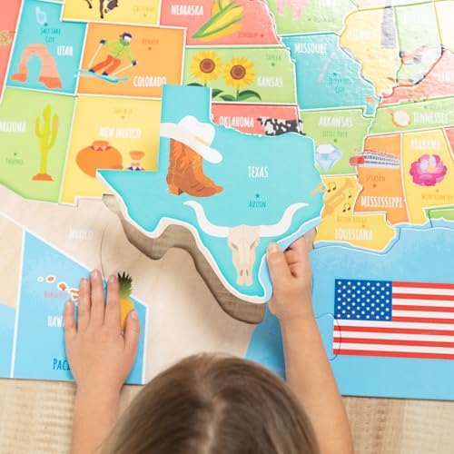 Melissa & Doug USA Map Jumbo Floor Puzzle 51-Piece Educational Toy - Image 7