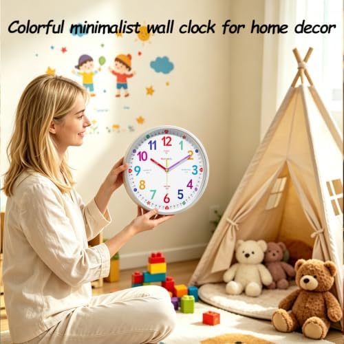 Colorful 8” Silent Learning Teaching Wall Clock for Kids Classroom - Image 7