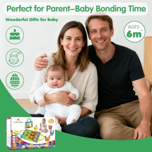 Montessori Toys for 1 Year Old, My First Carrot Garden Baby Toy with Color Sorting, Crinkle & Rattle, Fine Motor Skills, Educational Sensory Toys for 1 2 3 Year Old Boy Girl Gifts Birthday - Image 7