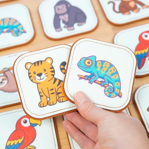 Felt Jungle Matching Game for Toddlers – Wild Animal Memory Game & Flash Cards – Soft and Safe for Ages 1+ – Montessori Preschool Learning Activity – Educational Jungle Toy for Boys & Girls - Image 7