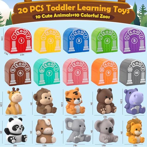 Learning Toys for Toddlers 1 2 3 Year Old Toddlers, 20Pcs Safari Animal Toys, Finger Puppets, Montessori Counting, Matching & Sorting, Christmas Birthday Gifts for Baby Boys Girls Age 12-18 Months - Image 2