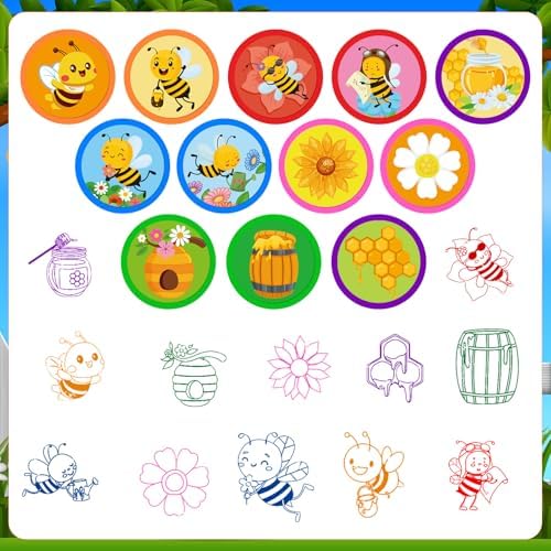 Cinrobiye 24 Pcs Bee Stampers Party Favor Set, Cute Honey Bee Stamps for Kids Birthday Party, Classroom Rewards, Carnival Prizes, Goody Bag Fillers, Bee Themed Party Supplies - Image 2