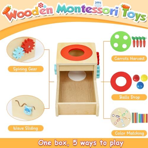 Wdmiya Montessori Toys for 1 Year Old, 6 in 1 Wooden Toys for Baby Boy Girl - Image 2