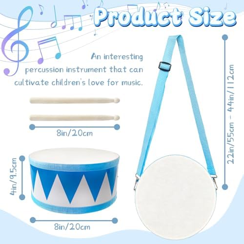Kids Drum Set,8 Inch Wooden Drum Toys,Educational Baby Musical Toy with an Adjustable Strap and 2 Drumsticks,Sensory Musical Instrument Toys for Toddler,Kids,Boys & Girls - Image 2
