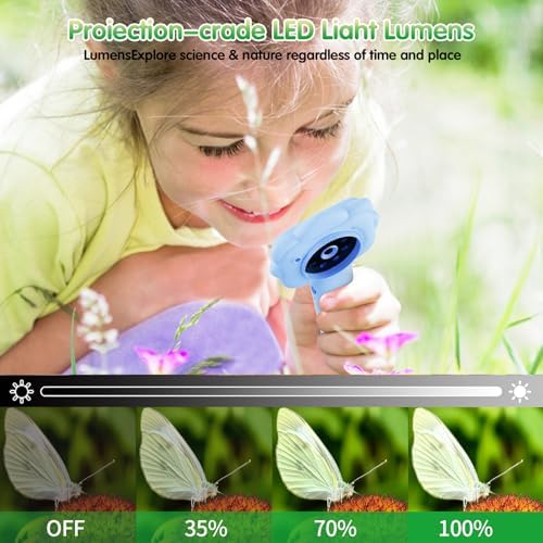 Microscope for Kids, Kids Microscope with Sample Slide, Educational Science Kit Toys for Birthday Gifts Toys for 3+ Year Old Girls, 32GB SD Card Include (Blue) - Image 7