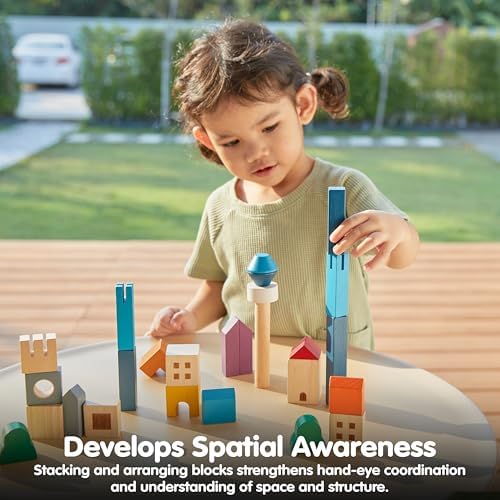 PlanToys® Cityscape Blocks Wooden Montessori Building Imaginative Kids Set - Image 7